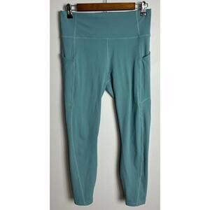 Fabletics PureLuxe High Rise Leggings Teal Blue Pockets Workout Size Small Wm’s